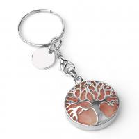 Zinc Alloy Key Clasp, with Gemstone, platinum color plated, tree of life design 