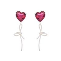 Cubic Zircon (CZ) Drop Earring, Brass, Heart, plated, fashion jewelry & micro pave cubic zirconia & for woman 