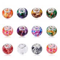 Glass Large Hole Bead, stoving varnish, random style & DIY, mixed colors Approx 5mm 