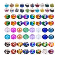 Glass Large Hole Bead, with Polymer Clay & Crystal, stoving varnish, DIY & mixed 14mm 