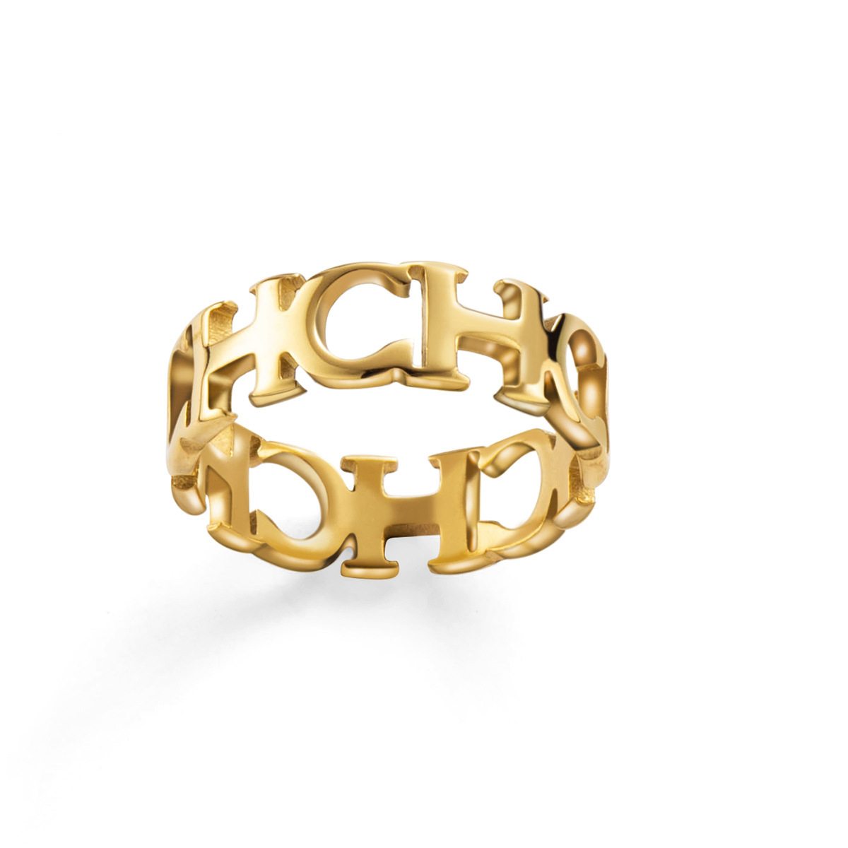 Кольцо из нержавеющей стали, Нержавеющая сталь 304, плакированный настоящим золотом, разный размер для выбора & Женский & отверстие, Много цветов для выбора, размер:7-8, продается PC