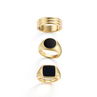 Esmalte de acero inoxidable anillo de dedo, acero inoxidable 316L, chapado en oro real, para mujer, más colores para la opción, tamaño:6, Vendido por UD