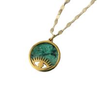 Stainless Steel Jewelry Necklace, 304 Stainless Steel, with turquoise, with 1.96 inch extender chain, Vacuum Ion Plating, for woman, green Approx 17.71 Inch 