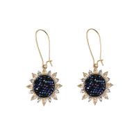 Zinc Alloy Rhinestone Drop Earring, Flower, gold color plated, for woman & with rhinestone 