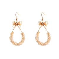 Cubic Zircon (CZ) Drop Earring, Zinc Alloy, with Cubic Zirconia, Bowknot, gold color plated, for woman, 62mm 