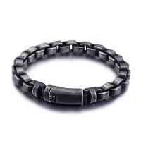Titanium Steel Bracelet, Vacuum Ion Plating, for man, black, 9mm Approx 8.66 Inch 