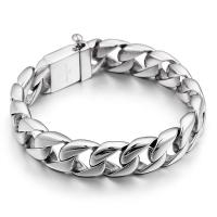Titanium Steel Bracelet, polished, for man, original color Approx 8.66 Inch 