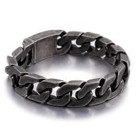 Titanium Steel Bracelet, Vacuum Ion Plating, for man, black Approx 8.66 Inch 