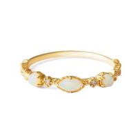 Палец кольцо-латунь, Латунь, с Морской опал, плакирован золотом, ювелирные изделия моды & Женский, продается PC