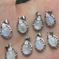 Moonstone Pendant, with 304 Stainless Steel, Teardrop, DIY & for woman 