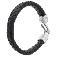 Cowhide Bracelets, 316 Stainless Steel, with cowhide cord, fashion jewelry & Unisex, black 12mm Approx 8 Inch 