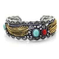 Zinc Alloy Cuff Bangle, with turquoise, plated, fashion jewelry & for woman, multi-colored, 27mm 