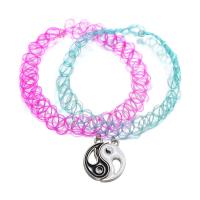 Enamel Zinc Alloy Necklace, Fishing Line, with Zinc Alloy, 2 pieces & fashion jewelry & ying yang & for woman, multi-colored cm 