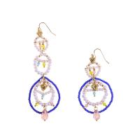 Asymmetric Earrings, Zinc Alloy, with ABS Plastic Pearl & Resin, fashion jewelry & for woman, multi-colored 