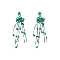 Fashion Fringe Earrings, Zinc Alloy, with ABS Plastic Pearl & Crystal & Resin, fashion jewelry & for woman 