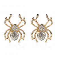 Zinc Alloy Rhinestone Stud Earring, Spider, gold color plated, fashion jewelry & for woman & with rhinestone 