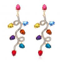 Zinc Alloy Rhinestone Drop Earring, gold color plated, fashion jewelry & for woman & with rhinestone, multi-colored 