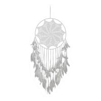 Fashion Dream Catcher, Feather, with Iron, hanging, white, 1000mm 