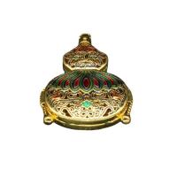 Cloisonne Pendants, Brass, with Cloisonne, Calabash, gold color plated, Unisex & enamel, mixed colors 