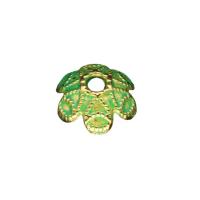 Zinc Alloy Bead Caps, Flower, gold color plated, DIY, green, 10mm 