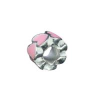 Zinc Alloy Spacer Beads, silver color plated, DIY & enamel, pink 