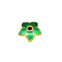 Zinc Alloy Bead Caps, with Cloisonne, Flower, sang gold plated, DIY & enamel, green, 8mm 