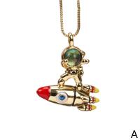 Crystal Necklace, Brass, with Crystal, Astronaut, plated, Adjustable & for woman & enamel Approx 40-45 cm 