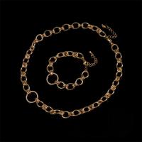 Brass Jewelry Set, bracelet & necklace, Donut, plated, Adjustable & for woman & with rhinestone 