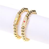 Enamel Brass Bracelets, gold color plated, Adjustable & for woman Approx 16-17 cm 