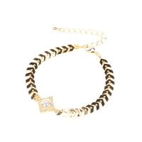 Cubic Zirconia Brass Bracelets, with Cubic Zirconia, Rhombus, gold color plated, Adjustable & for woman, clear Approx 16-20 cm 