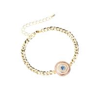 Evil Eye Jewelry Bracelet, Brass, with Cubic Zirconia, Flat Round, gold color plated, Adjustable & for woman, mixed colors Approx 16-22 cm 