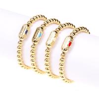 Enamel Brass Bracelets, gold color plated, elastic & for woman Approx 16-17 cm 