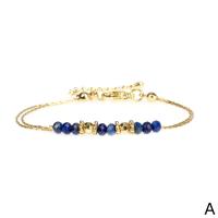 Gemstone Bracelets, Brass, with Gemstone, gold color plated, Double Layer & Adjustable & for woman 6mm Approx 16-22 cm 