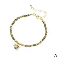 Cubic Zirconia Brass Bracelets, with Cubic Zirconia & Gemstone, Heart, plated, Adjustable & for woman Approx 16-22 cm 
