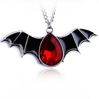 Crystal Zinc Alloy Necklace, with Crystal, Bat, silver color plated, Halloween Design & Unisex & enamel .75 Inch 