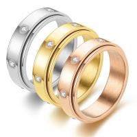 Нержавеющая сталь Rhinestone палец кольцо, Нержавеющая сталь 304, ювелирные изделия моды & Мужская & разный размер для выбора & со стразами, Много цветов для выбора, 6mm, продается PC