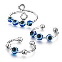 Evil Eye Jewelry Finger Ring, 304 Stainless Steel, with Acrylic, fashion jewelry & Unisex original color, 6mm 