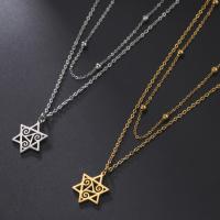 Stainless Steel Jewelry Necklace, 304 Stainless Steel, with 1.97inch extender chain, Hexagram, Vacuum Ion Plating, Double Layer & fashion jewelry & for woman Approx 17.72 Inch 