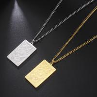 304 Stainless Steel Necklace, Rectangle, Vacuum Ion Plating, fashion jewelry & for man Approx 23.62 Inch 