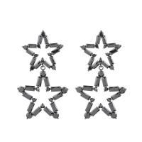 Cubic Zirconia Micro Pave Brass Earring, Star, plated, fashion jewelry & micro pave cubic zirconia & for woman & hollow 