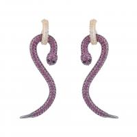 Cubic Zirconia Micro Pave Brass Earring, Snake, plated, fashion jewelry & detachable & micro pave cubic zirconia & for woman 