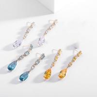 Cubic Zircon (CZ) Drop Earring, Brass, Teardrop, gold color plated, fashion jewelry & micro pave cubic zirconia & for woman 
