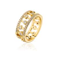 Cubic Zirconia Micro Pave Brass Finger Ring, 18K gold plated, Adjustable & micro pave cubic zirconia & for woman & hollow 18mm 