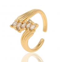 Befestigter Zirkonia Messingring Fingerring, Messing, vergoldet, Einstellbar & Micro pave Zirkonia & für Frau, Goldfarbe, 21mm, verkauft von PC