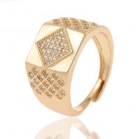Cubic Zirconia Micro Pave Brass Finger Ring, real gold plated, Adjustable & micro pave cubic zirconia & for man, gold, 25mm 