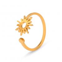 Titanium Steel Cuff Finger Ring, Sun, Vacuum Ion Plating, Adjustable & for woman 
