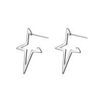 Titanium Steel Earrings, Star, Vacuum Ion Plating, fashion jewelry & for woman, original color 