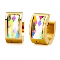 Titanium Steel Huggie Hoop Earring, with Acrylic, real gold plated, fashion jewelry & for woman 