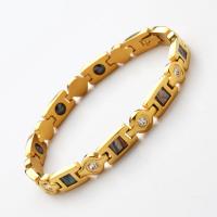 Titanium Steel Bracelet & Bangle, with Abalone Shell, Vacuum Ion Plating, fashion jewelry & for woman & with rhinestone 