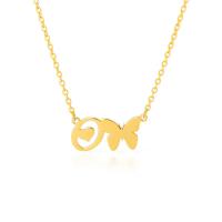 Stainless Steel Jewelry Necklace, 304 Stainless Steel, Butterfly, real gold plated, for woman & hollow Approx 17.7 Inch 